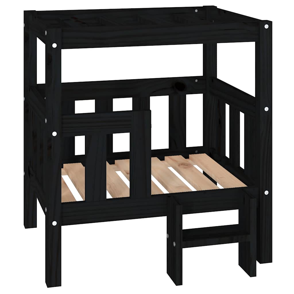 Krevet za pse crna 65,5x50,5x70 cm od masivne borovine