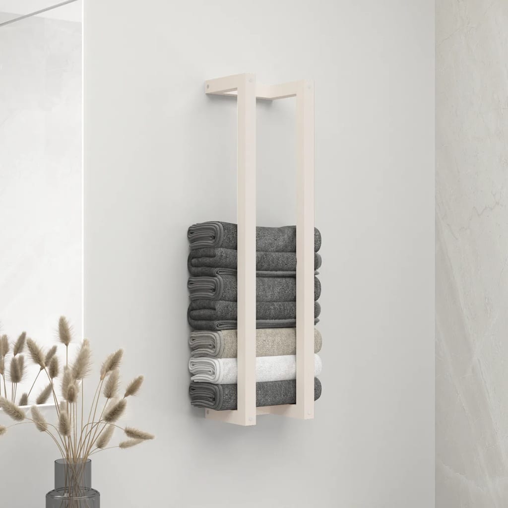 Stalak za ručnike bijeli 23x18x90 cm od masivne borovine