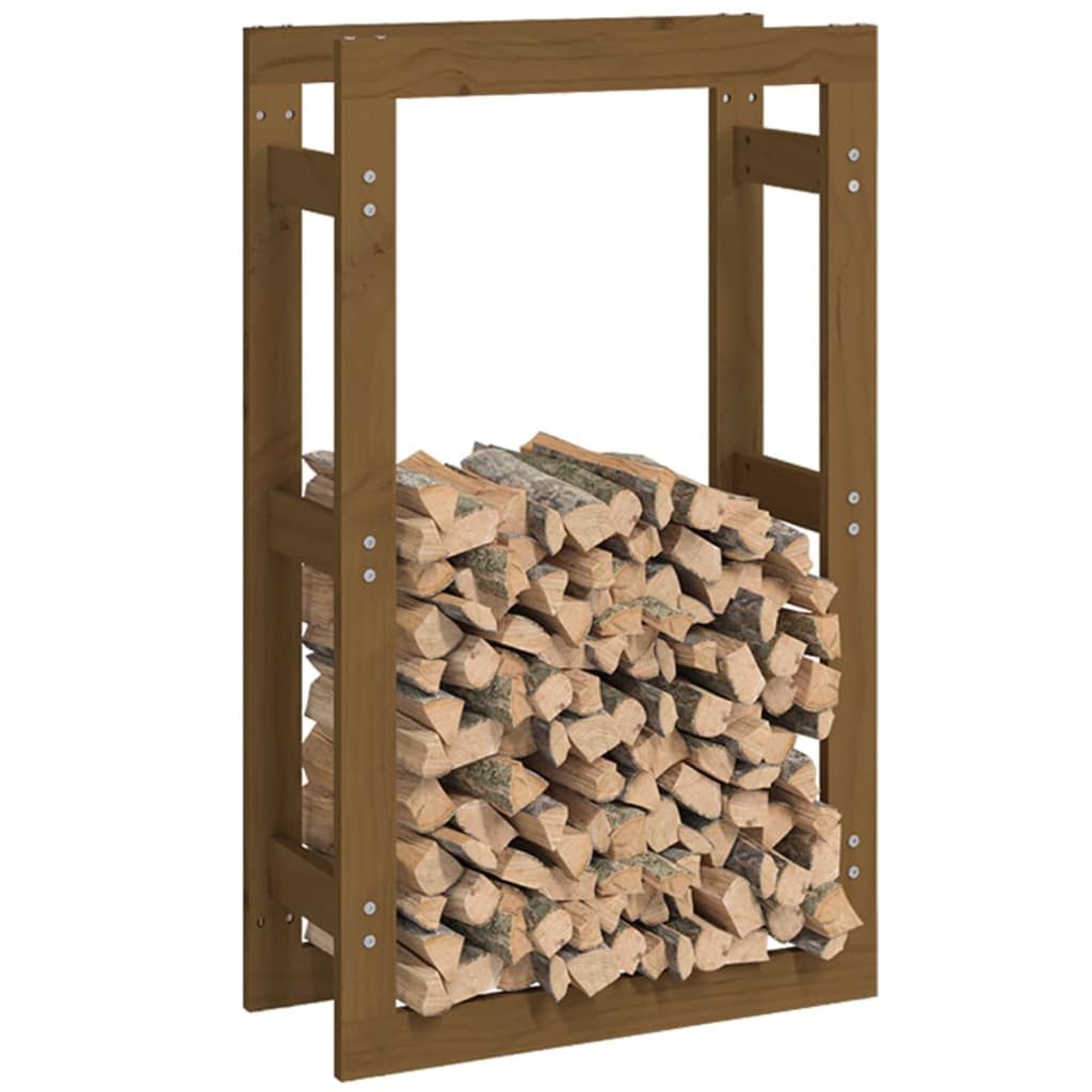 Stalak za drva za ogrjev boja meda 60x25x100 cm od borovine