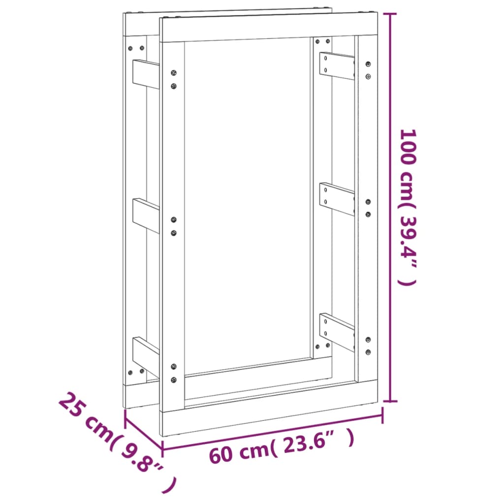 Stalak za drva za ogrjev boja meda 60x25x100 cm od borovine