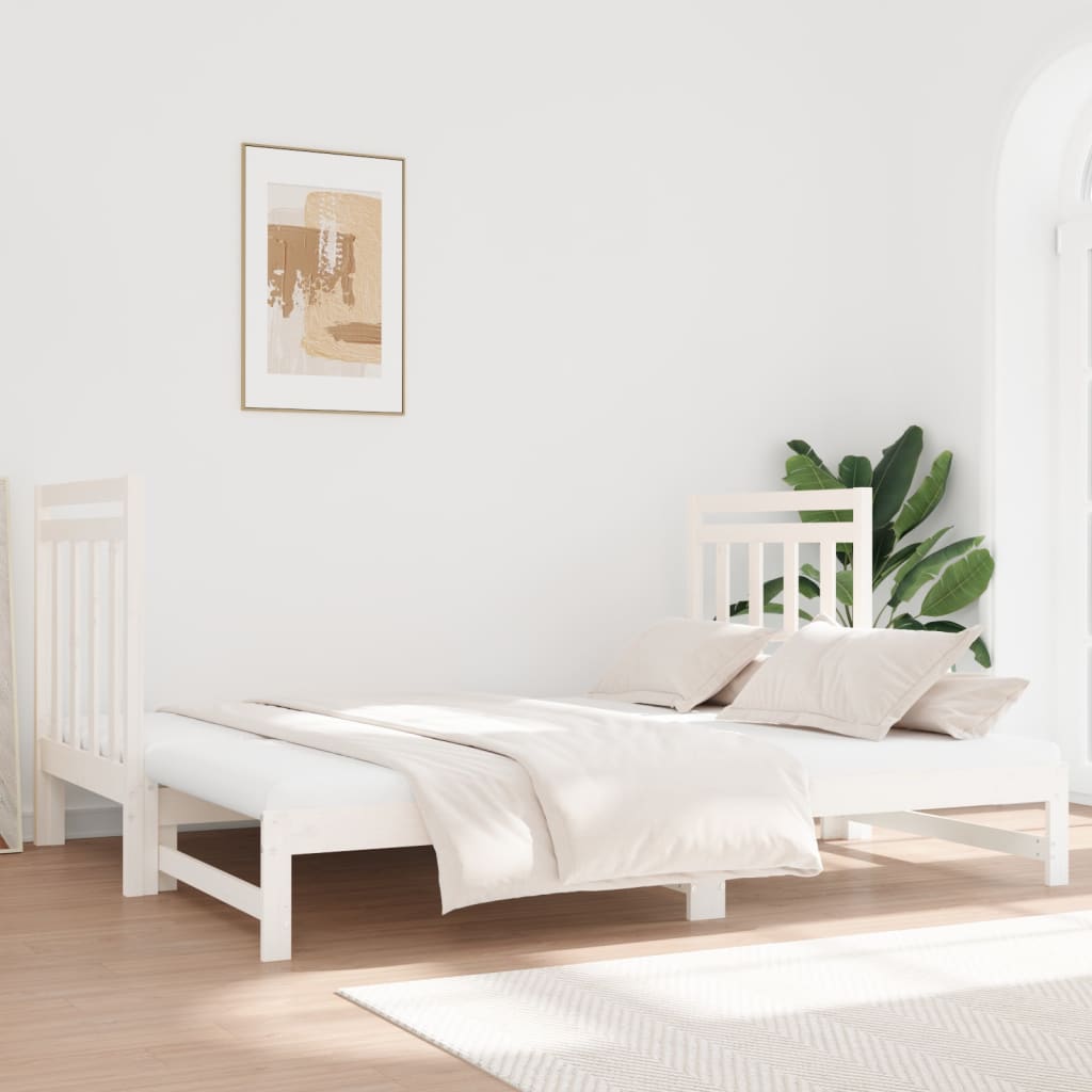 Dnevni ležaj na izvlačenje bijeli 2x(90x190)cm masivna borovina