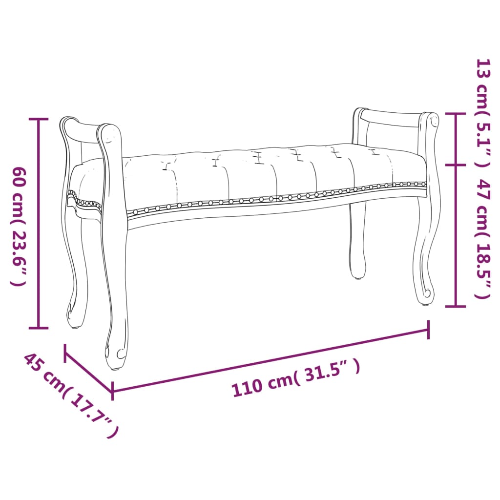 Klupa 110 x 45 x 60 cm platnena