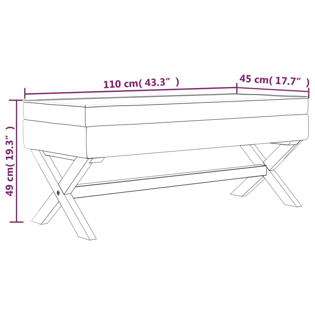 Tabure za pohranu tamnosivi 110 x 45 x 49 cm od tkanine