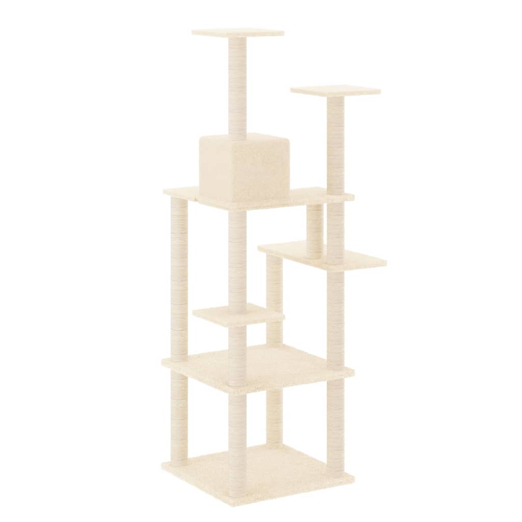 Penjalica za mačke sa stupovima za grebanje krem 153 cm