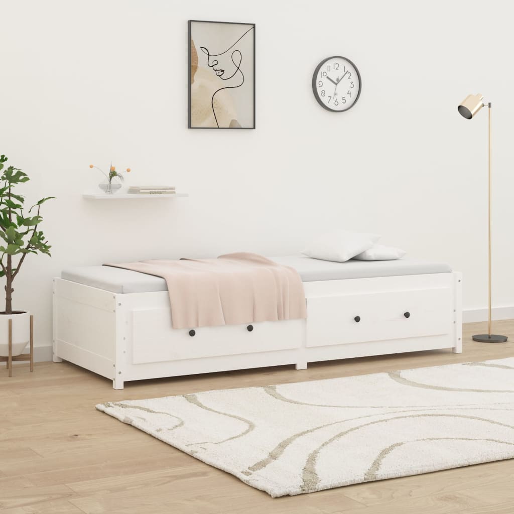 Dnevni krevet bez madraca bijeli 80 x 200 cm masivna borovina