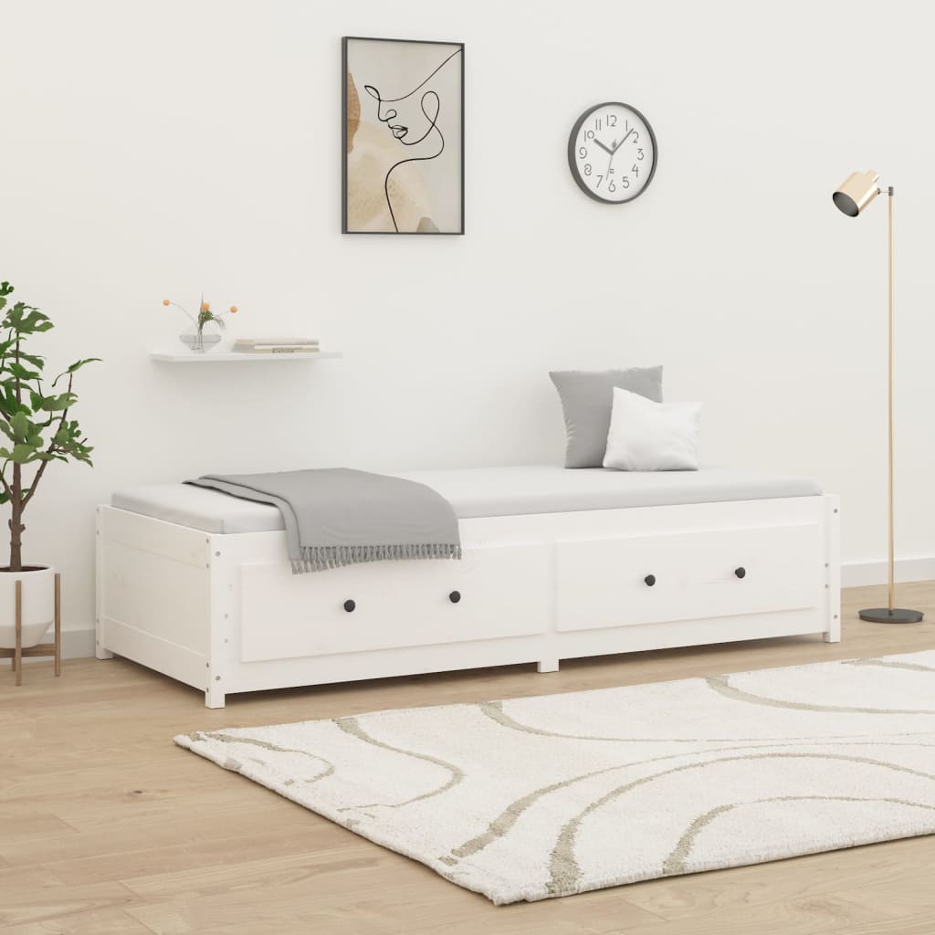 Dnevni krevet bez madraca bijeli 80 x 200 cm masivna borovina