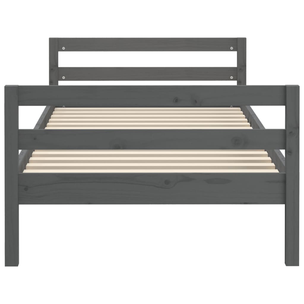 Okvir za krevet sivi 90 x 200 cm od masivne borovine