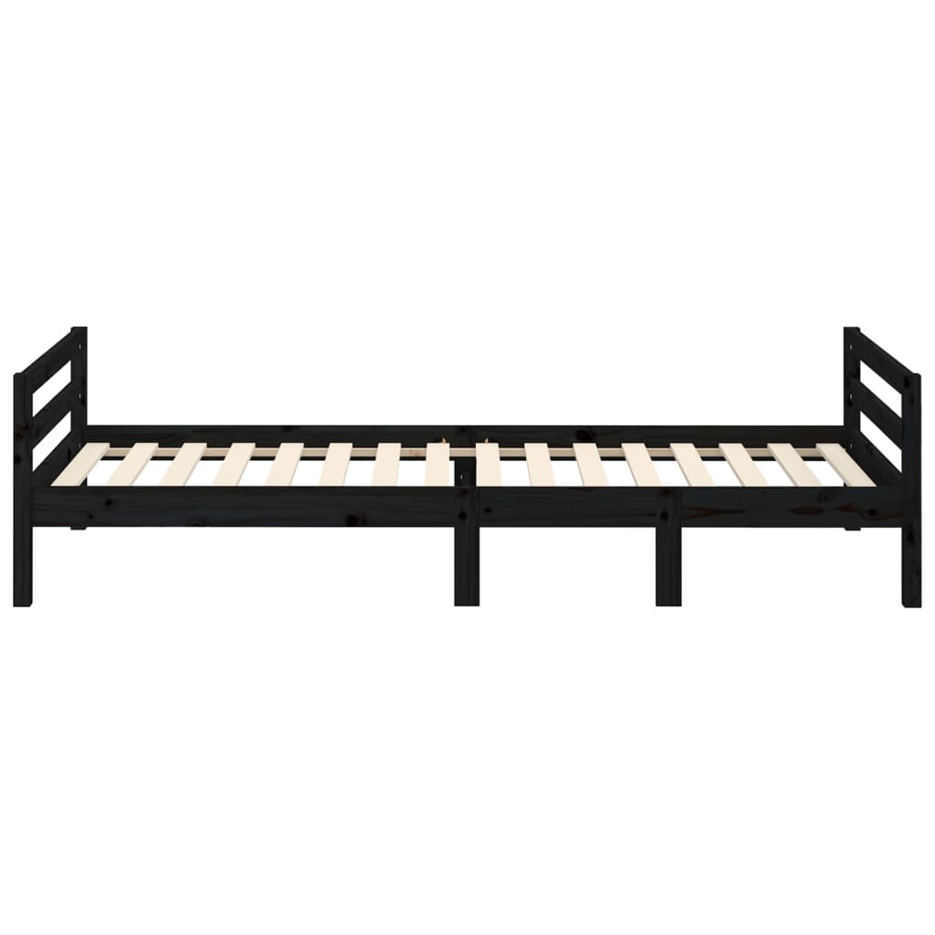 Okvir za krevet crni 75 x 190 cm od masivne borovine