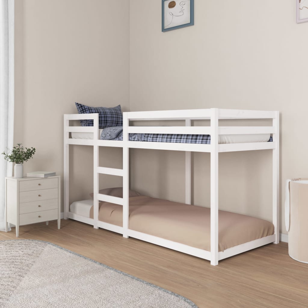 Krevet na kat bijeli 80 x 200 cm od masivne borovine