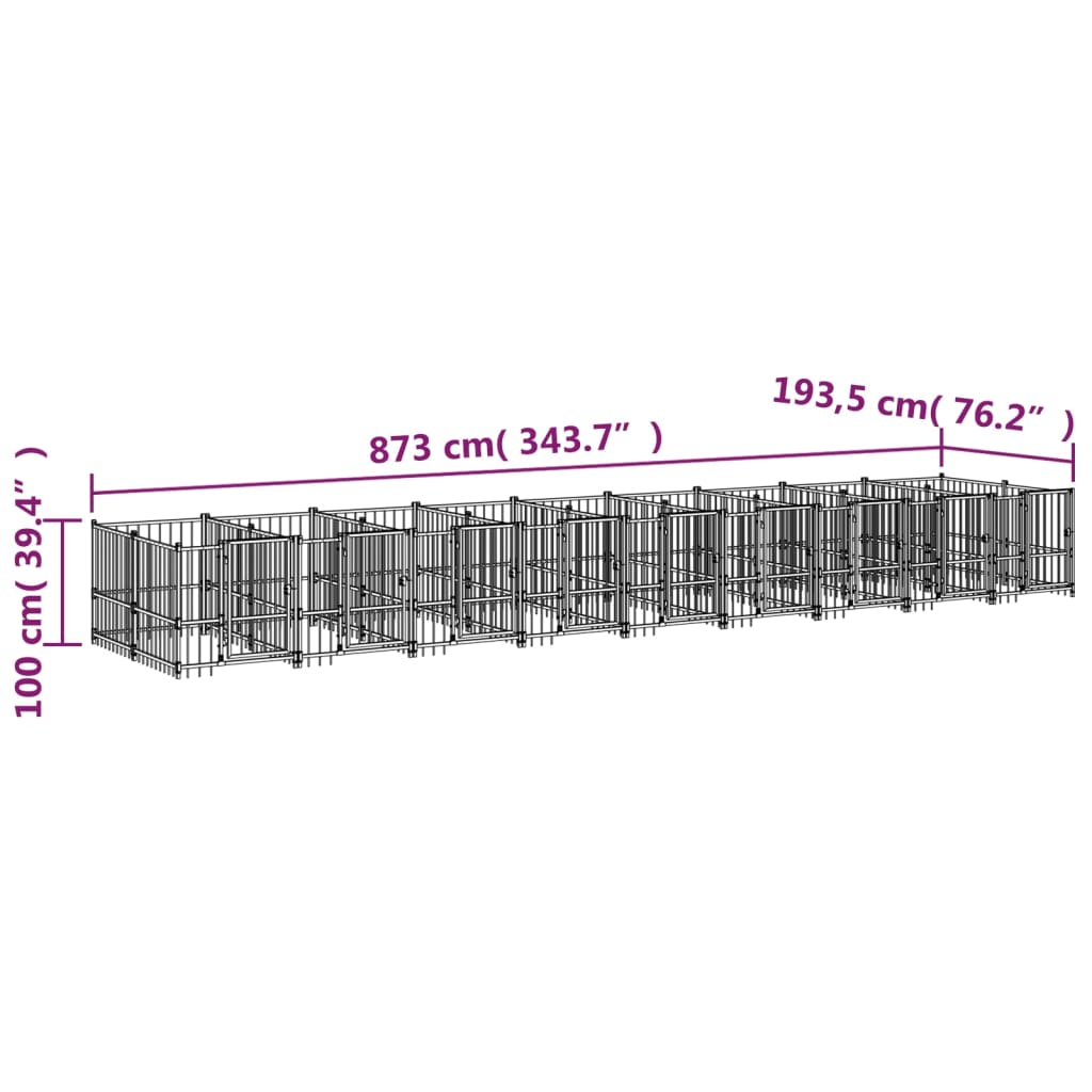 Vanjski kavez za pse čelični 16,89 m²