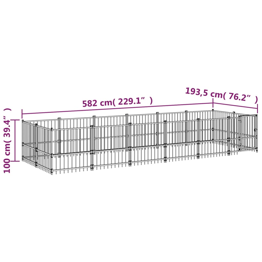 Vanjski kavez za pse čelični 11,26 m²