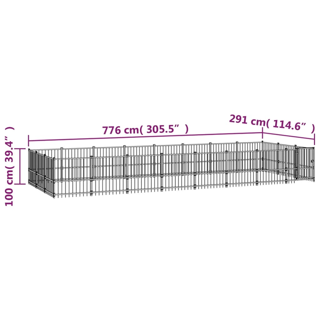 Vanjski kavez za pse čelični 22,58 m²