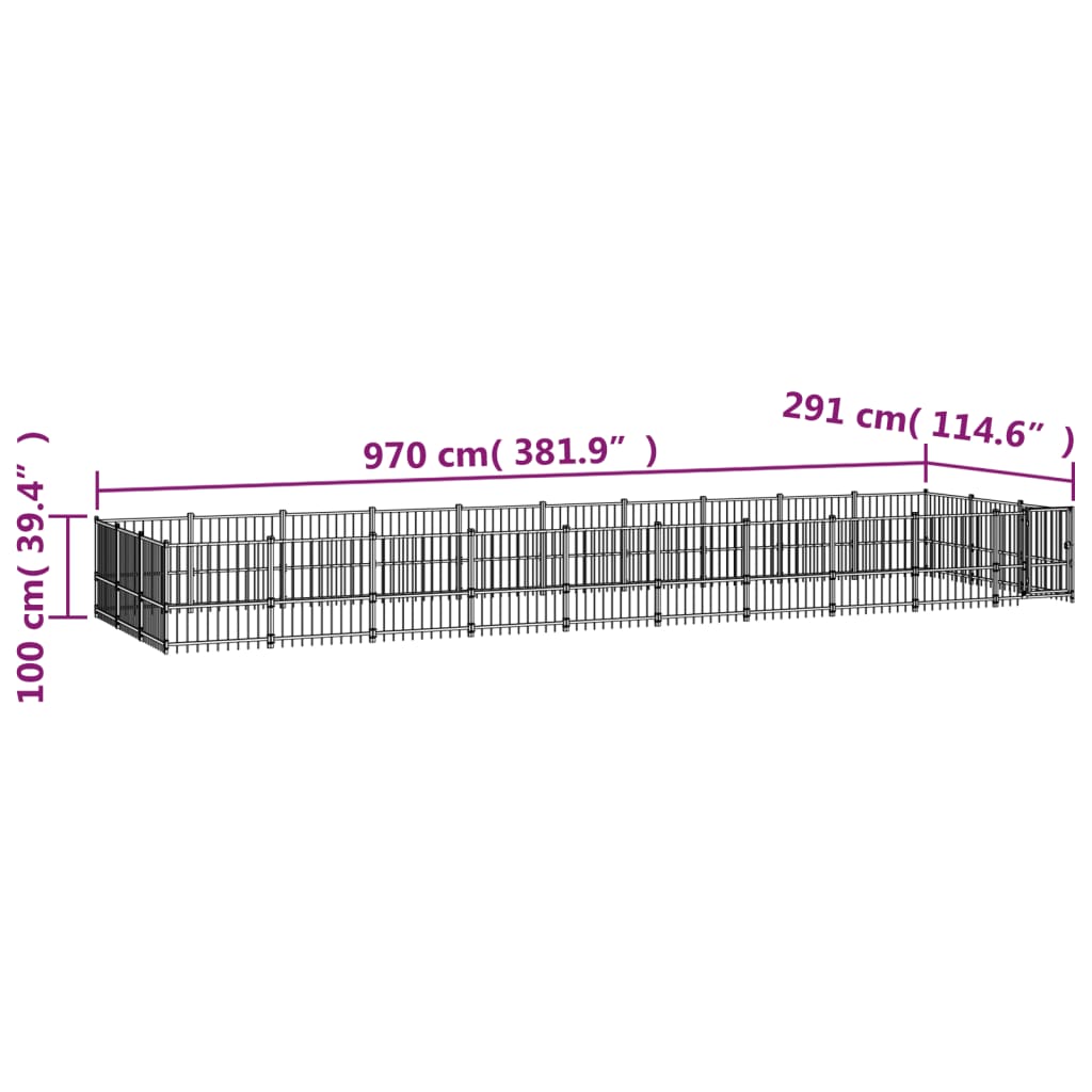 Vanjski kavez za pse čelični 28,23 m²