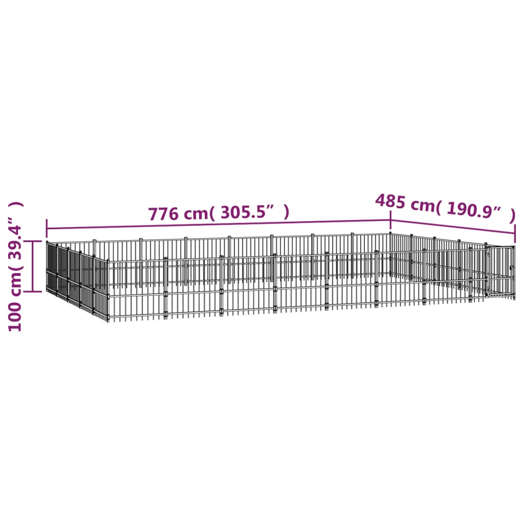 Vanjski kavez za pse čelični 37,64 m²