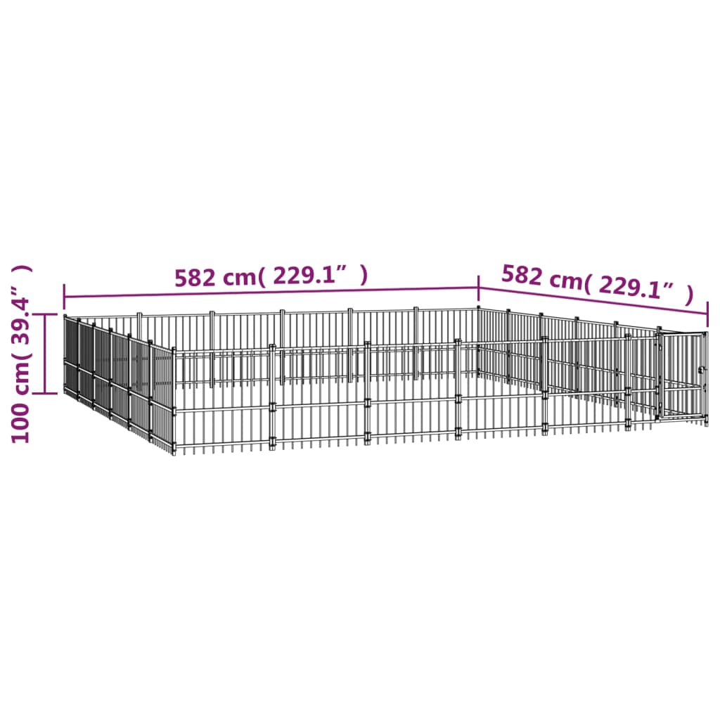 Vanjski kavez za pse čelični 33,87 m²