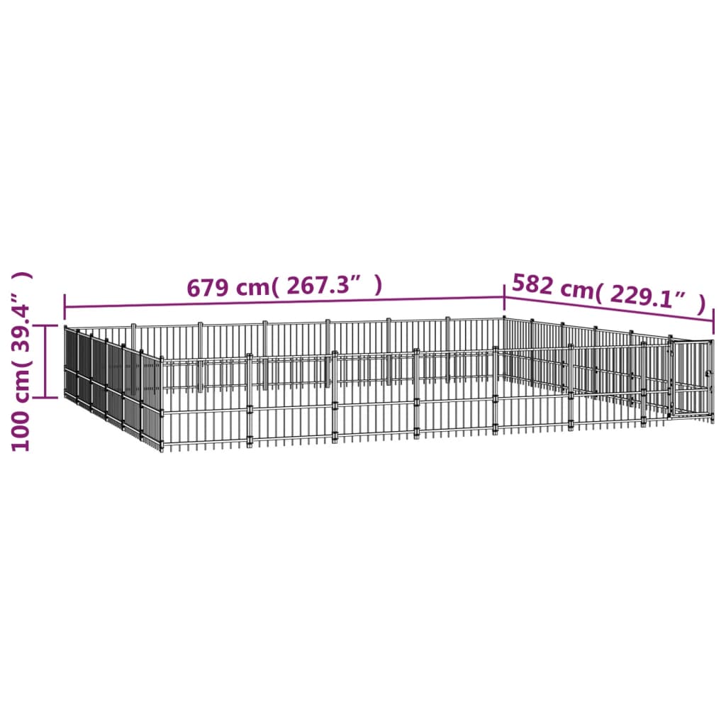 Vanjski kavez za pse čelični 39,52 m²