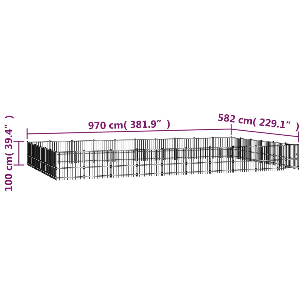 Vanjski kavez za pse čelični 56,45 m²
