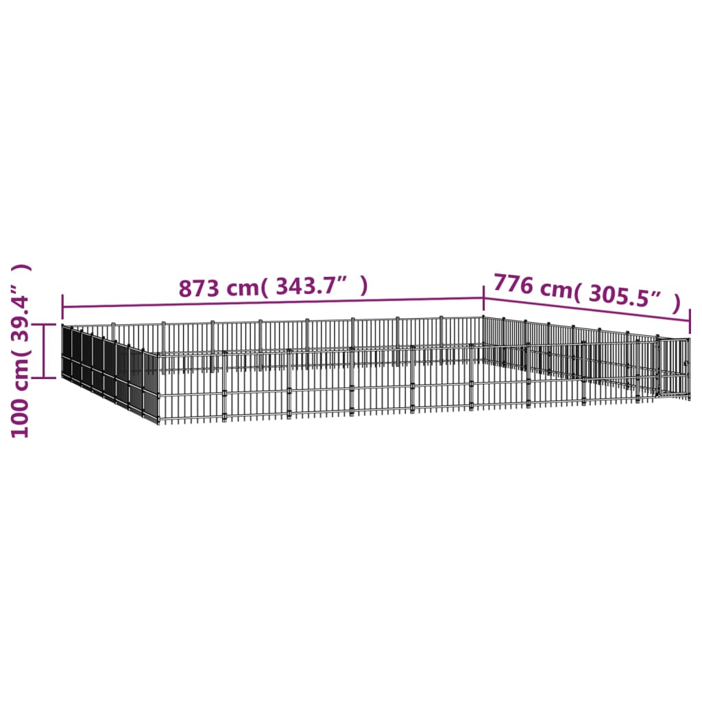 Vanjski kavez za pse čelični 67,74 m²