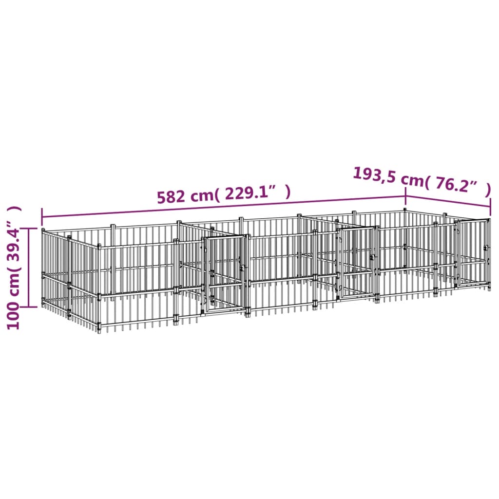Vanjski kavez za pse čelični 11,26 m²