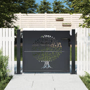 Vrtna vrata antracit 100x75 cm čelična s uzorkom stabla