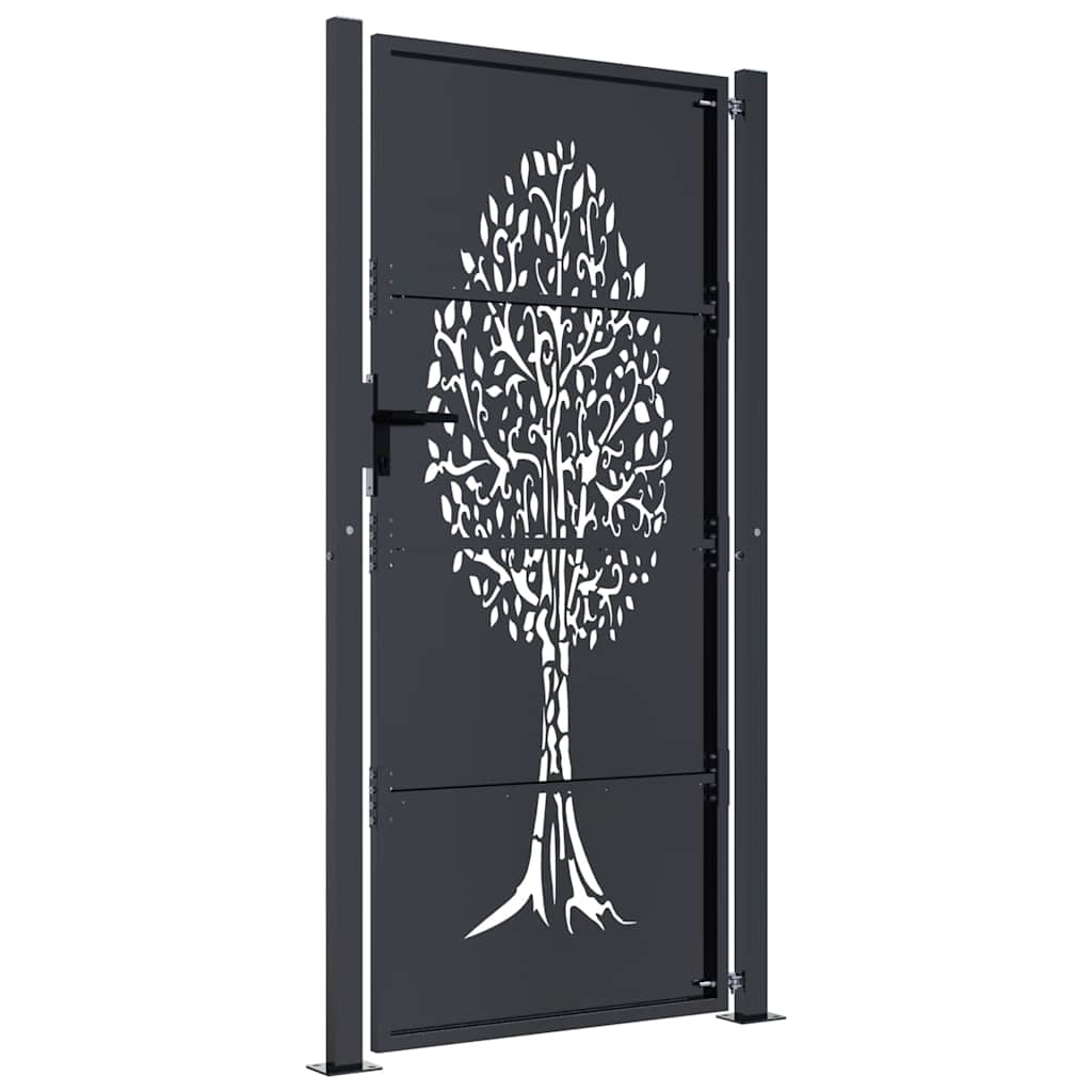 Vrtna vrata antracit 100x200 cm čelična dizajn stabla