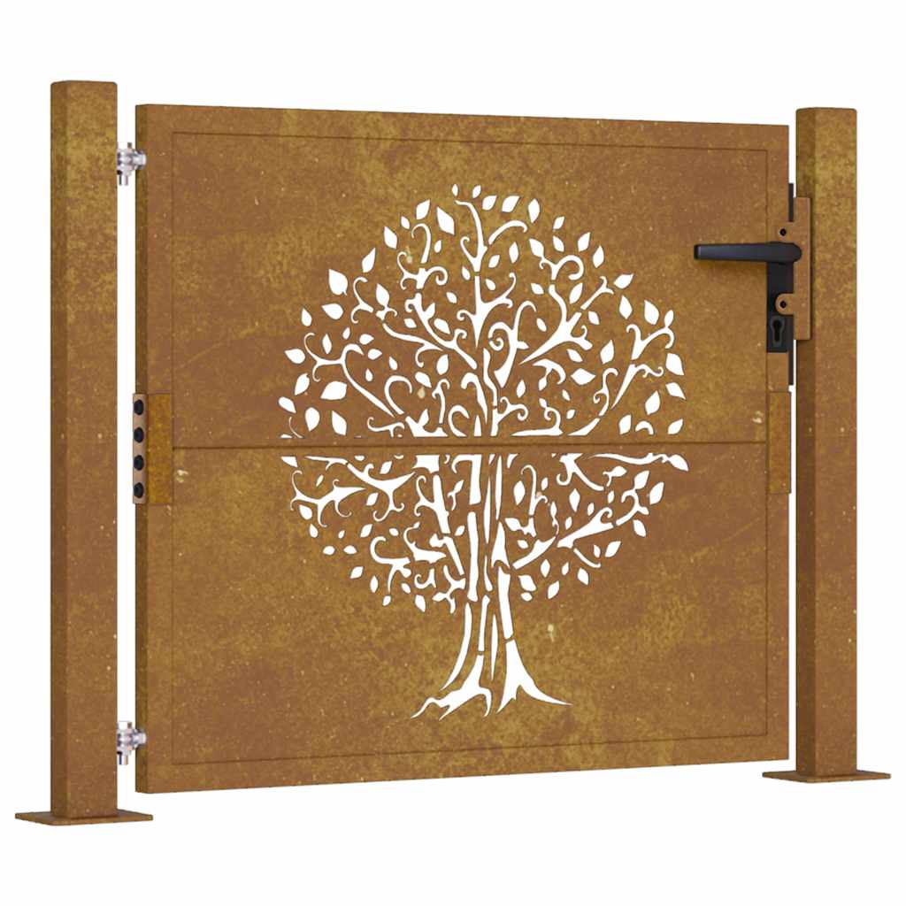 Vrtna vrata 100x75 cm Corten čelik Dizajn stabla