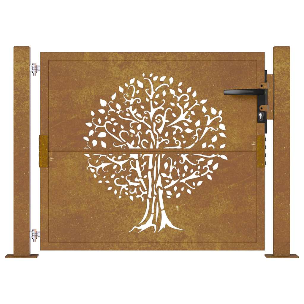 Vrtna vrata 100x75 cm Corten čelik Dizajn stabla
