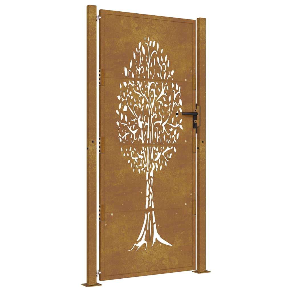 Vrtna vrata 100x175 cm Corten čelik Dizajn stabla
