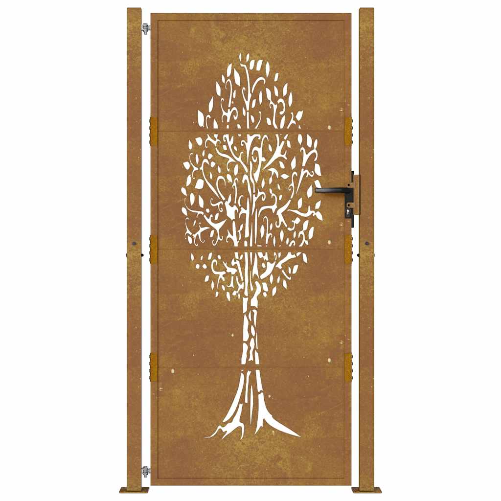 Vrtna vrata 100x175 cm Corten čelik Dizajn stabla