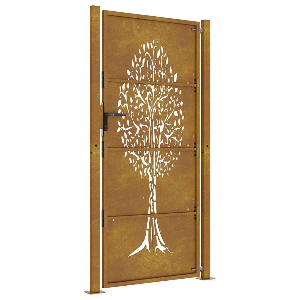 Vrtna vrata 100x175 cm Corten čelik Dizajn stabla