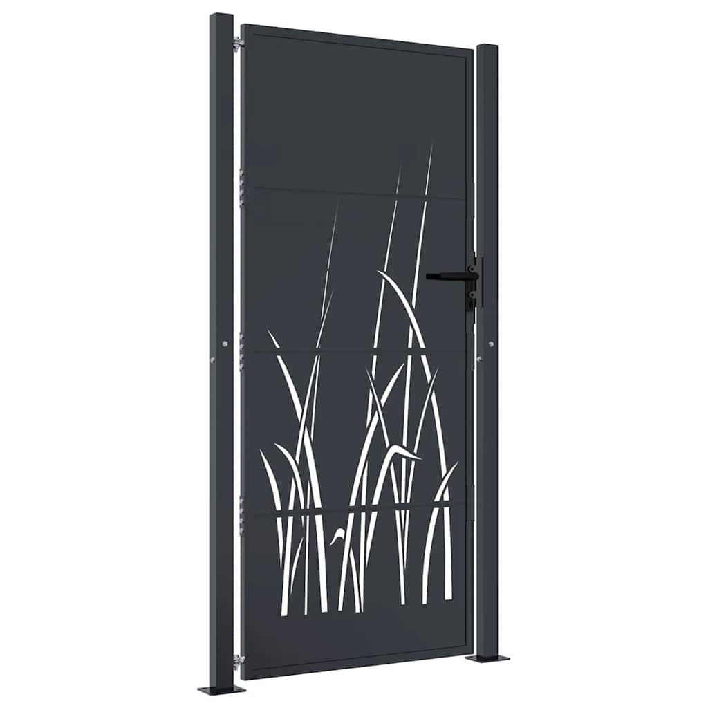 Vrtna vrata antracit 100x200 cm dizajn s čeličnim travom