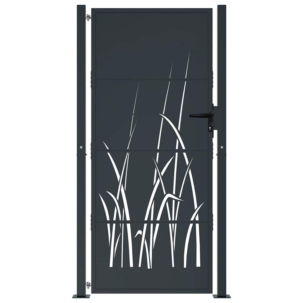 Vrtna vrata antracit 100x200 cm dizajn s čeličnim travom