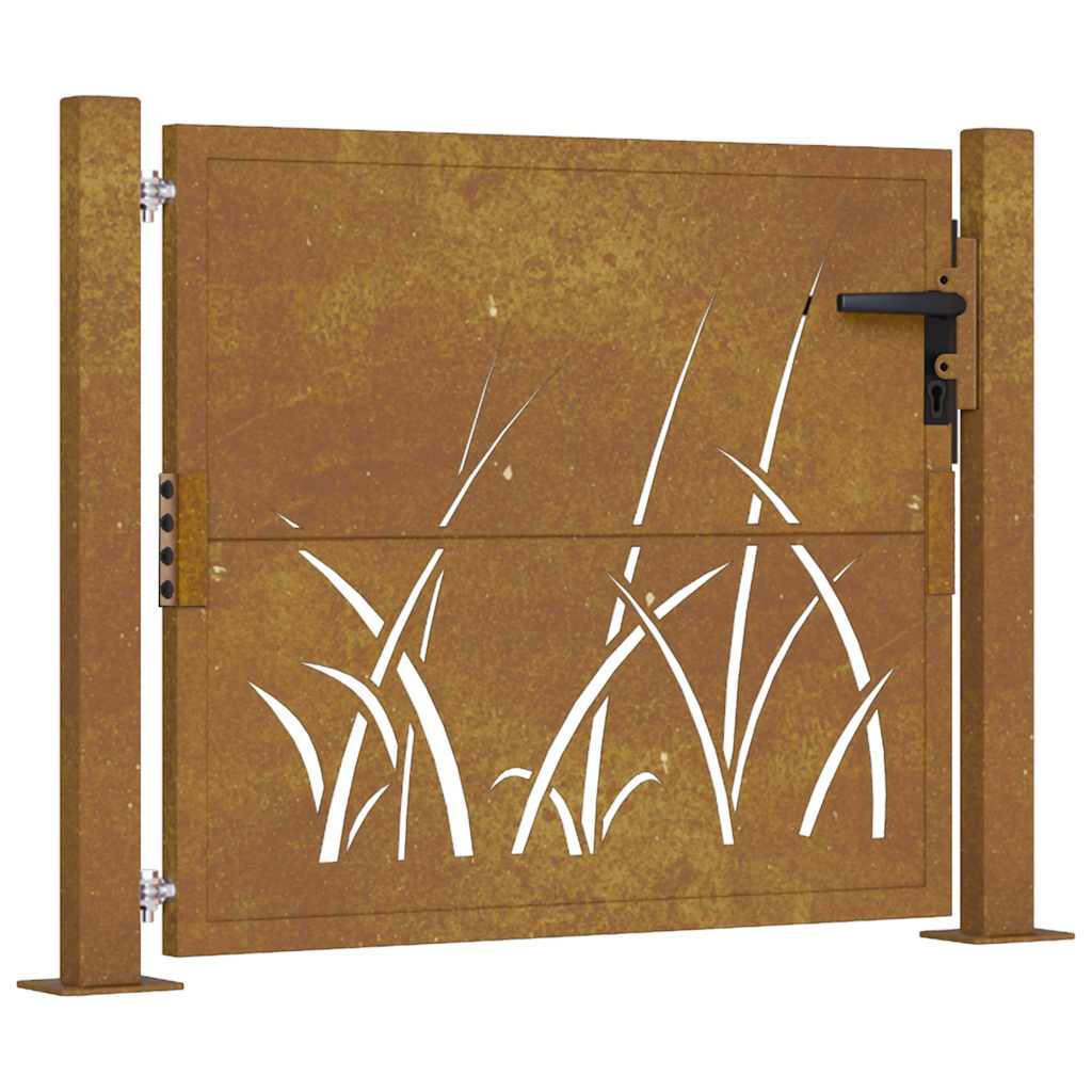 Vrtna vrata 100x100 cm Corten čelik dizajn s travom