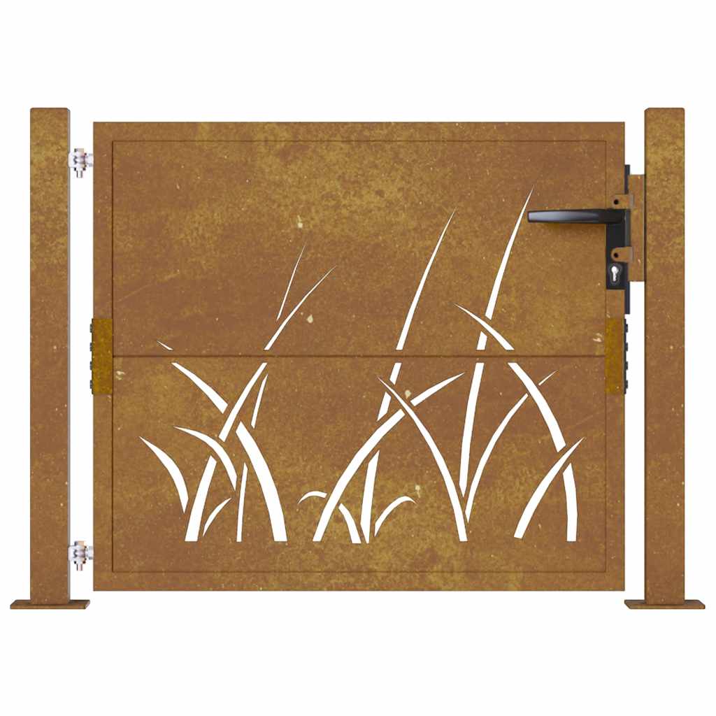 Vrtna vrata 100x100 cm Corten čelik dizajn s travom