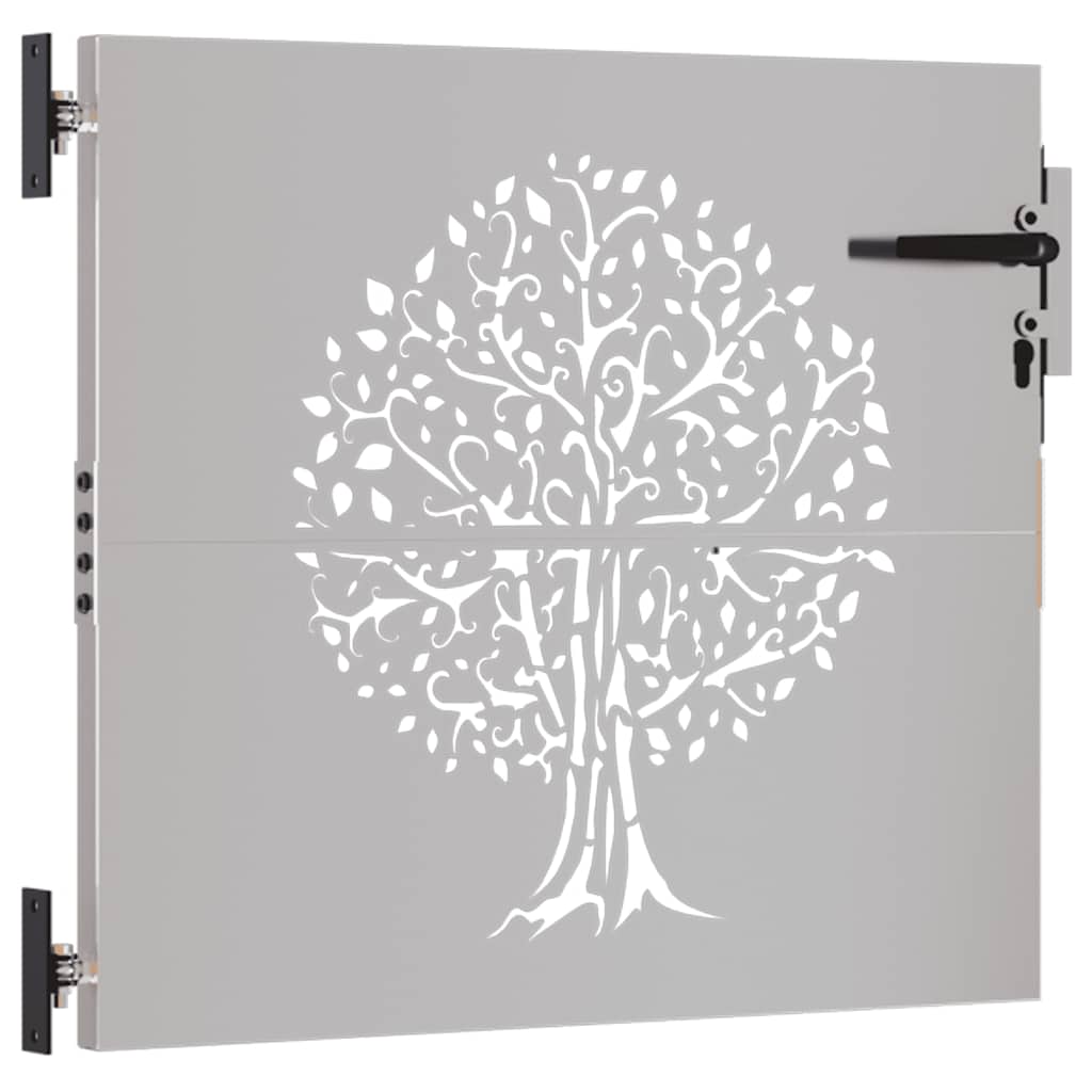 Vrtna vrata 85 x 75 cm od čelika COR-TEN s uzorkom stabla