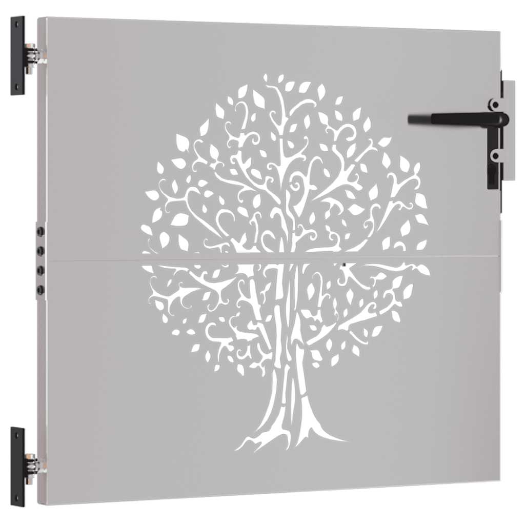 Vrtna vrata 85 x 100 cm od čelika COR-TEN s uzorkom stabla