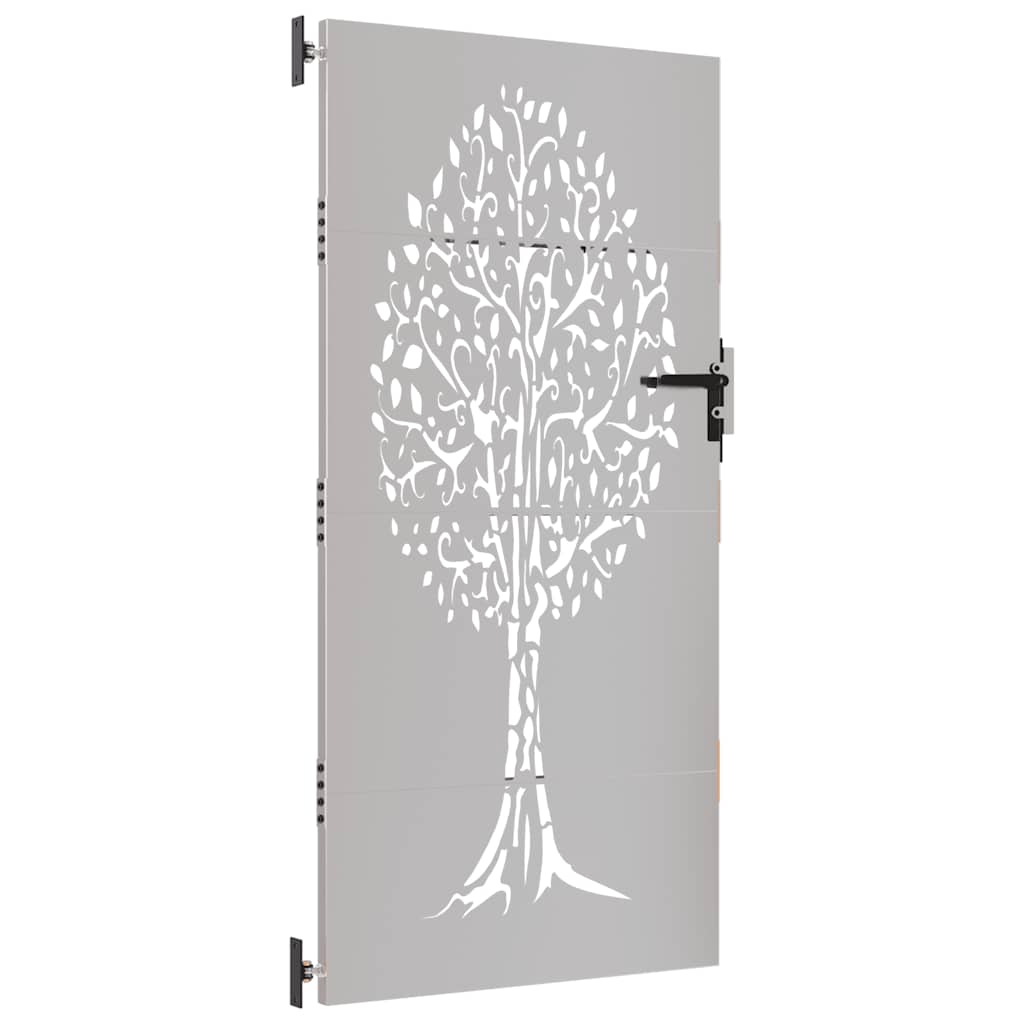 Vrtna vrata 85 x 200 cm od čelika COR-TEN s uzorkom stabla