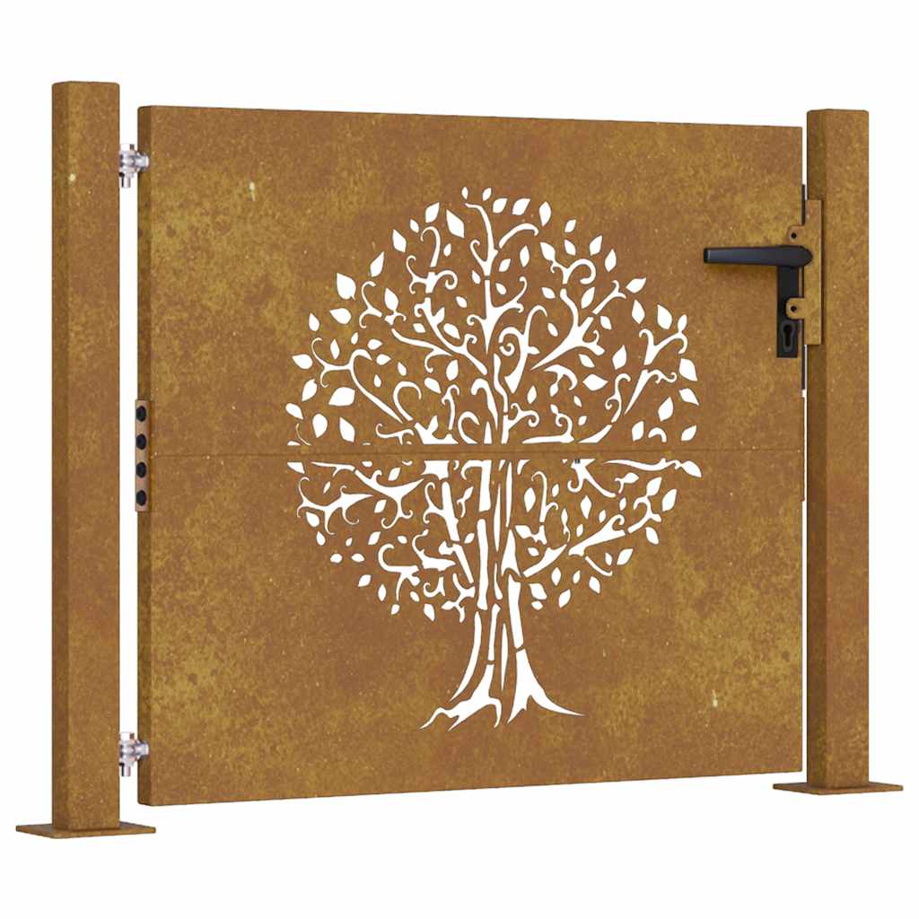 Vrtna vrata 100x100 cm Corten čelik Dizajn stabla