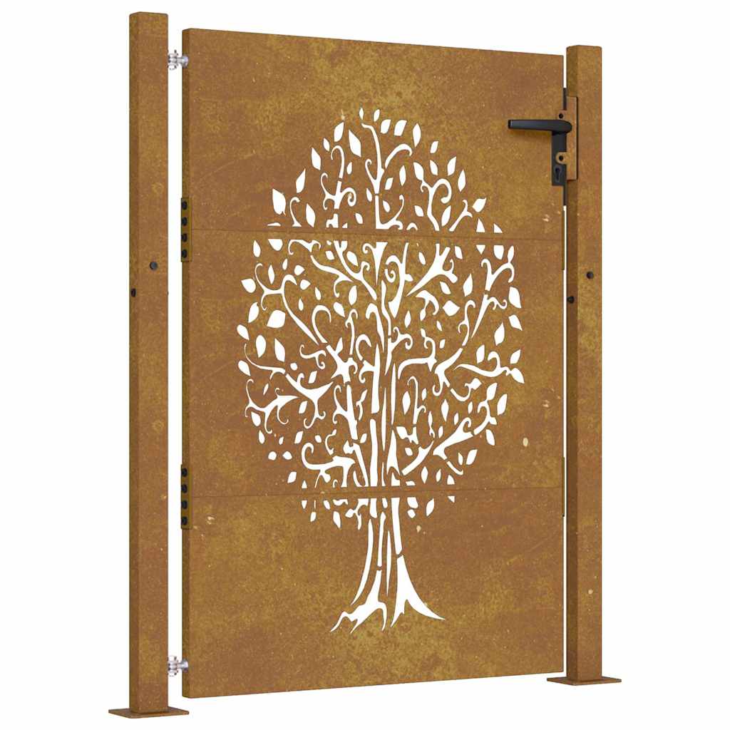 Vrtna vrata 100x125 cm Corten čelik Dizajn stabla