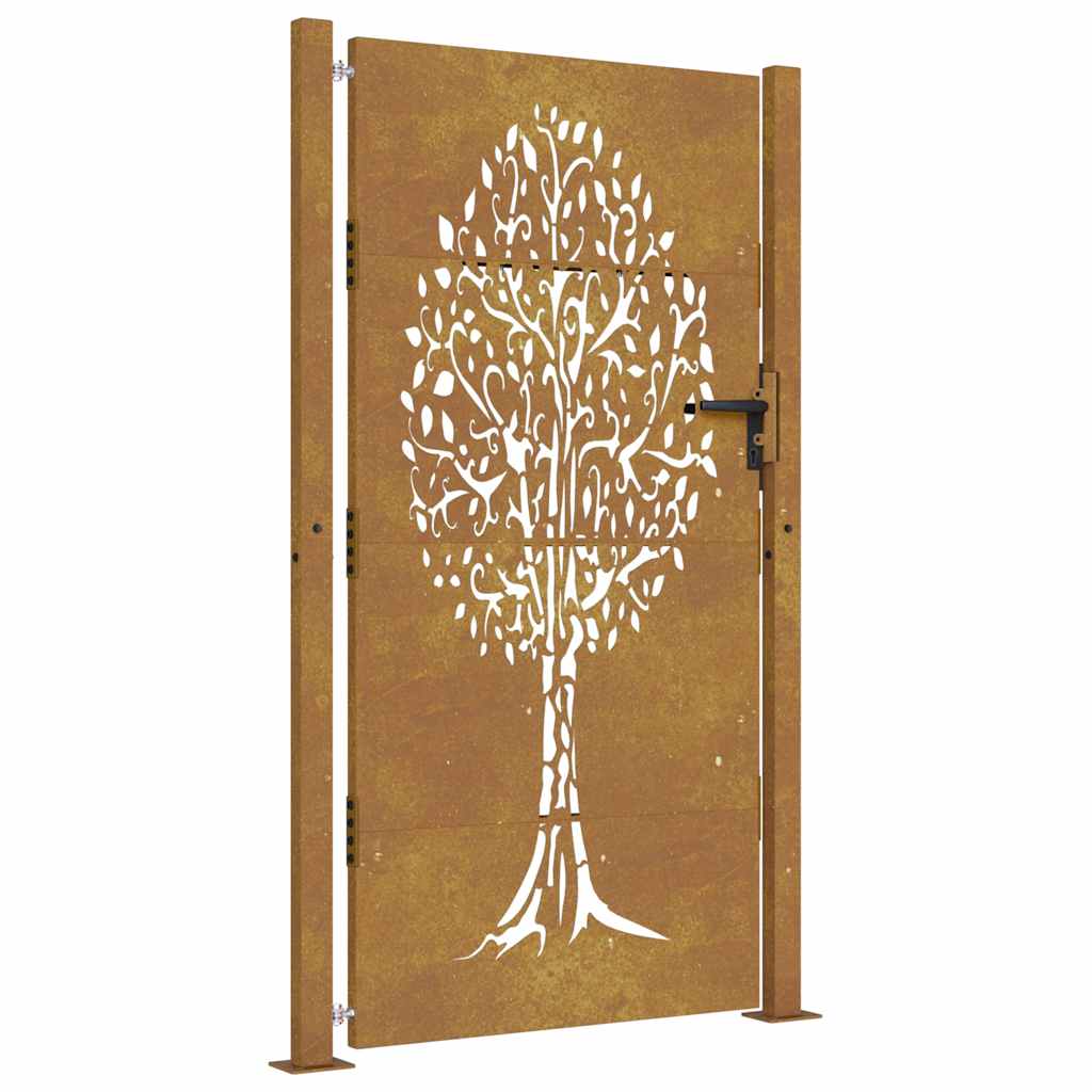 Vrtna vrata 100x175 cm Corten čelik Dizajn stabla