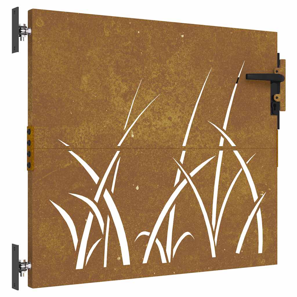 Vrtna vrata 85 x 100 cm od čelika COR-TEN s uzorkom trave