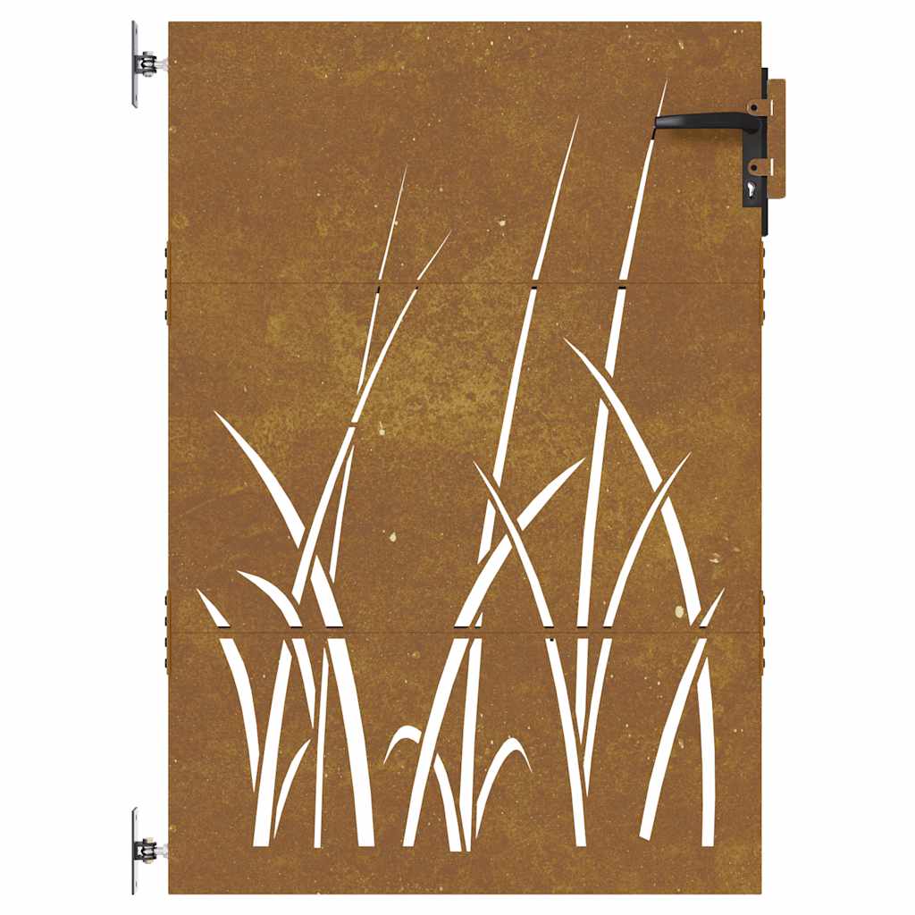 Vrtna vrata 85 x 125 cm od čelika COR-TEN s uzorkom trave