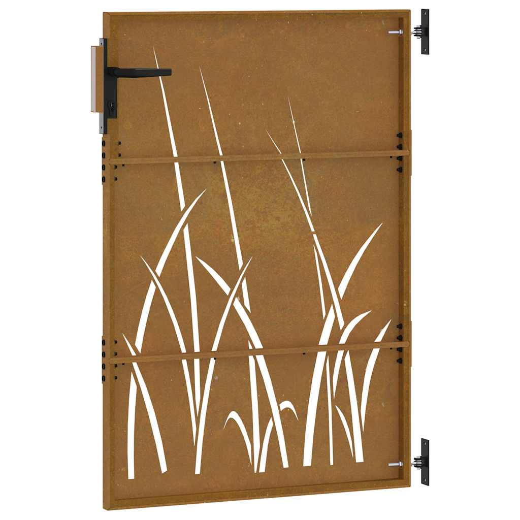 Vrtna vrata 85 x 125 cm od čelika COR-TEN s uzorkom trave