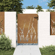 Vrtna vrata 85 x 125 cm od čelika COR-TEN s uzorkom trave