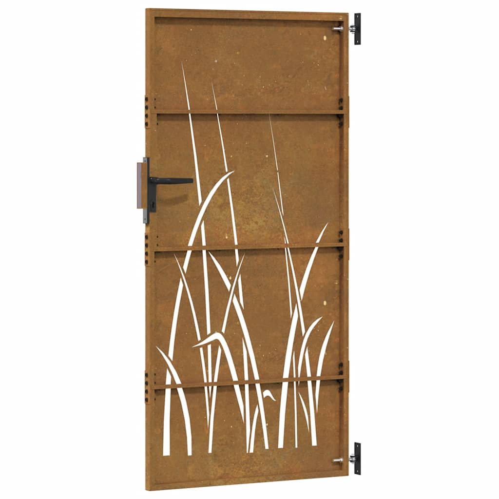 Vrtna vrata 85 x 200 cm od čelika COR-TEN s uzorkom trave