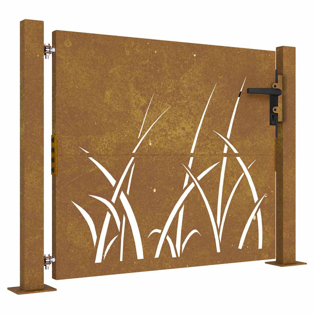 Vrtna vrata 100x100 cm Corten čelik dizajn s travom