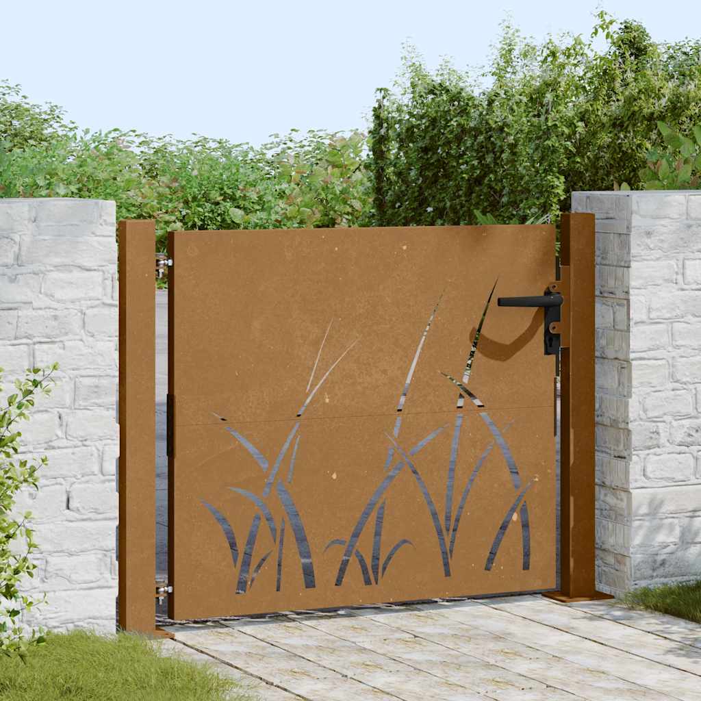 Vrtna vrata 100x100 cm Corten čelik dizajn s travom