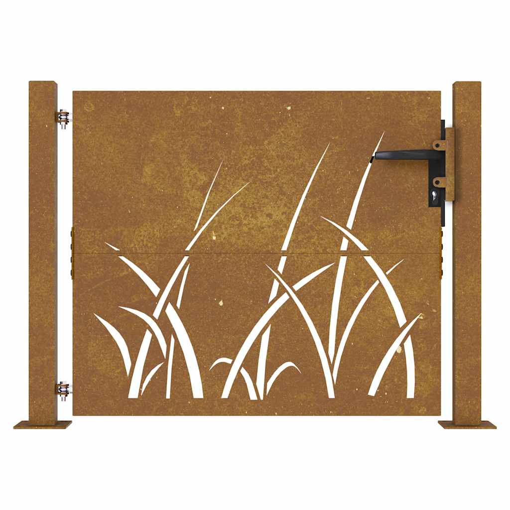 Vrtna vrata 100x100 cm Corten čelik dizajn s travom