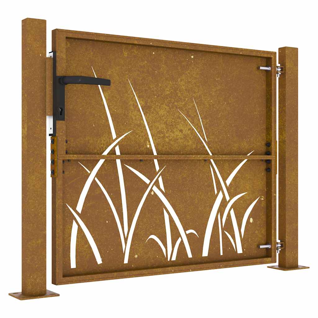 Vrtna vrata 100x100 cm Corten čelik dizajn s travom
