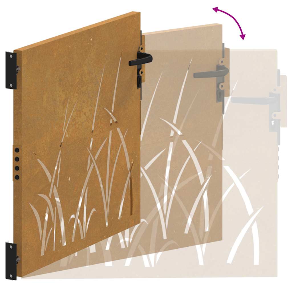 Vrtna vrata 100x100 cm Corten čelik dizajn s travom